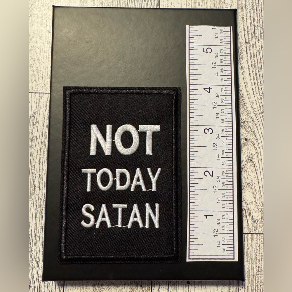 Biker Motorcycle - Iron On / Sew-On Embroidered Patch - NOT TODAY SATAN